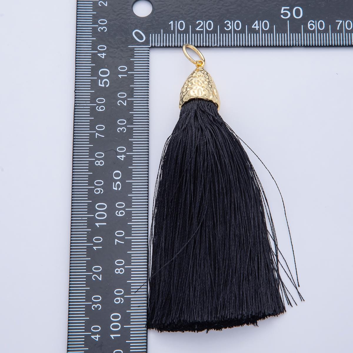 18K Gold Filled Black Cotton Tassel Charms with 18k gold filled Cap for Cord Necklace DIY Jewelry Findings AF-1486