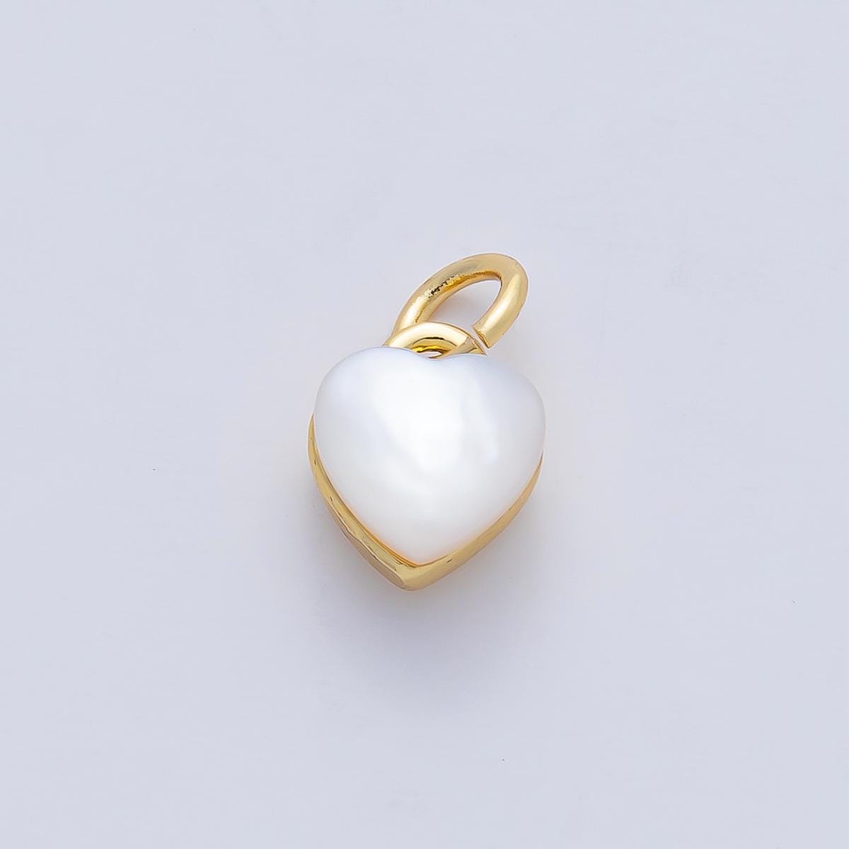 Tiny Shell pearl Charm Minimalist heart charm in 18k gold filled pendant for valentine jewelry gift idea making AF-1479