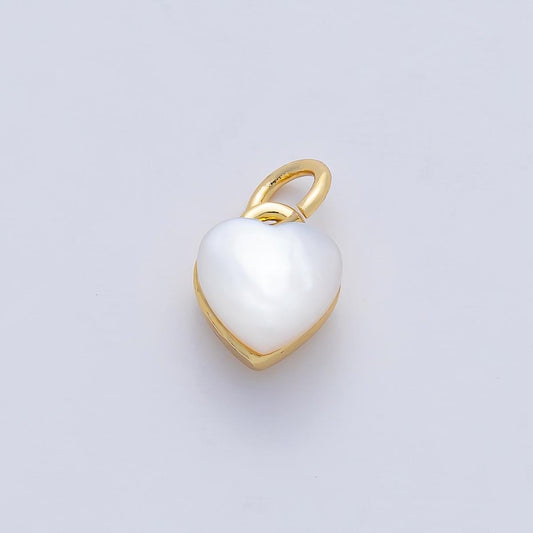 Tiny Shell pearl Charm Minimalist heart charm in 18k gold filled pendant for valentine jewelry gift idea making AF-1479