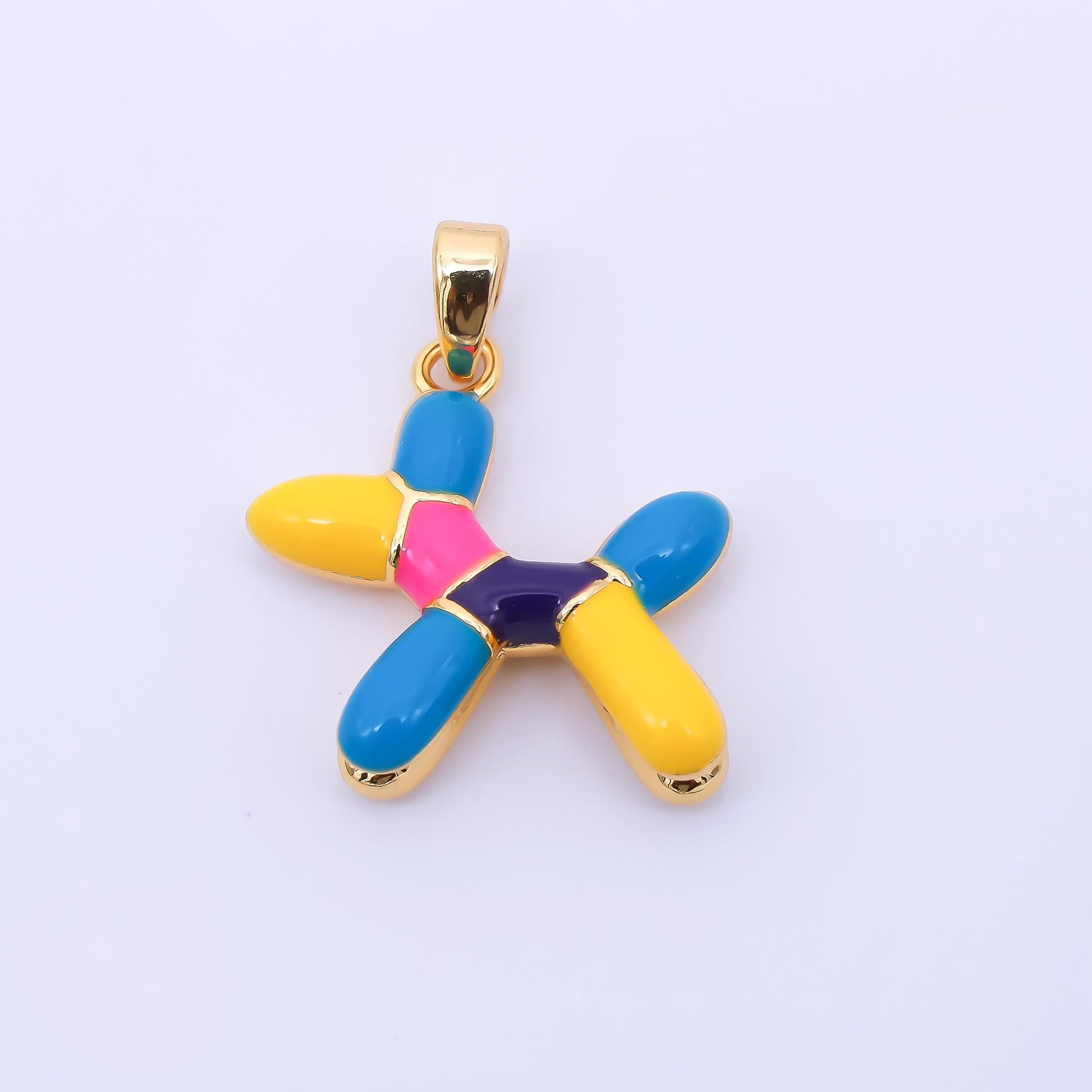 24K Gold Filled 19mm Enamel Multicolor Dog balloon Charm Pendant | AA1645
