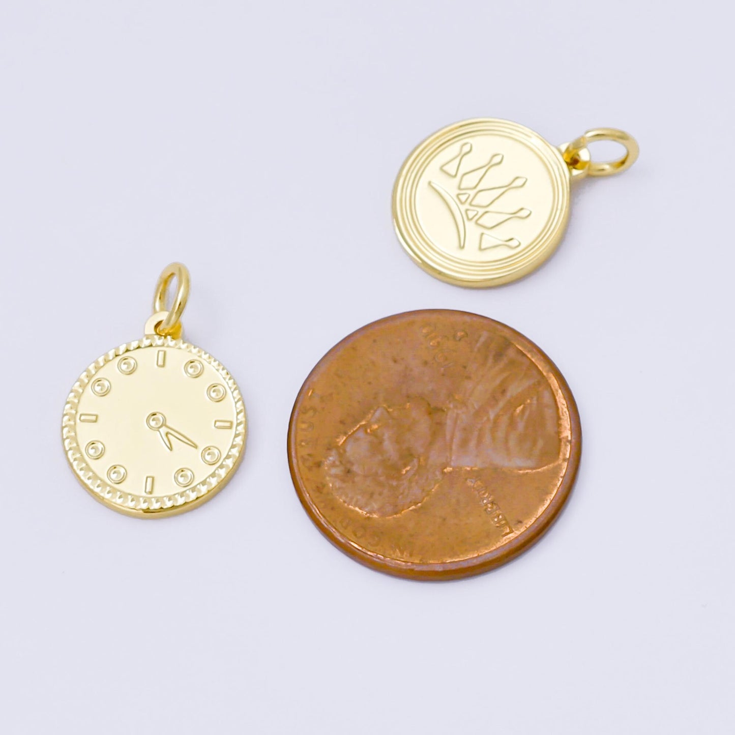 24K Gold Filled 14mm Golden Clock Drop Charm