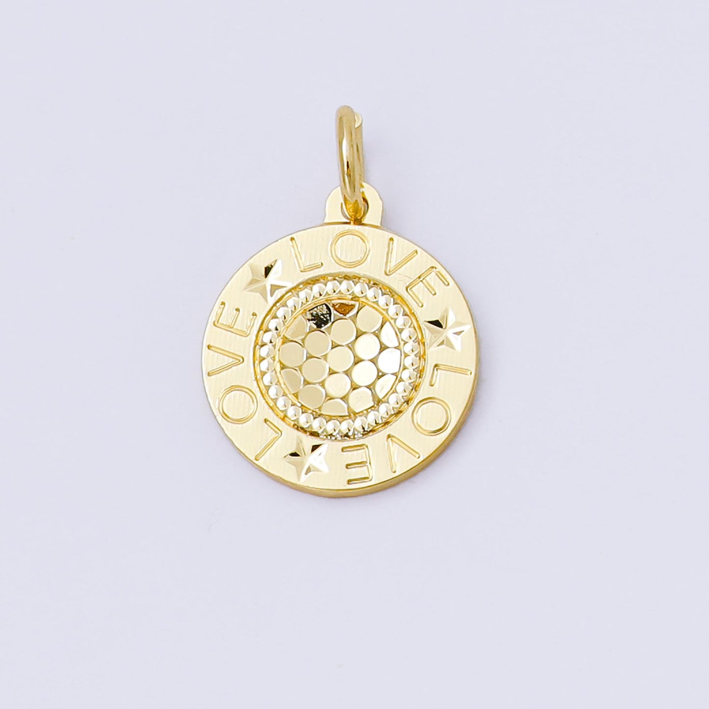 24K Gold Filled 14mm Flowers, Heart, Star Golden Coin Drop Charm | AF1529 ~ AF1531