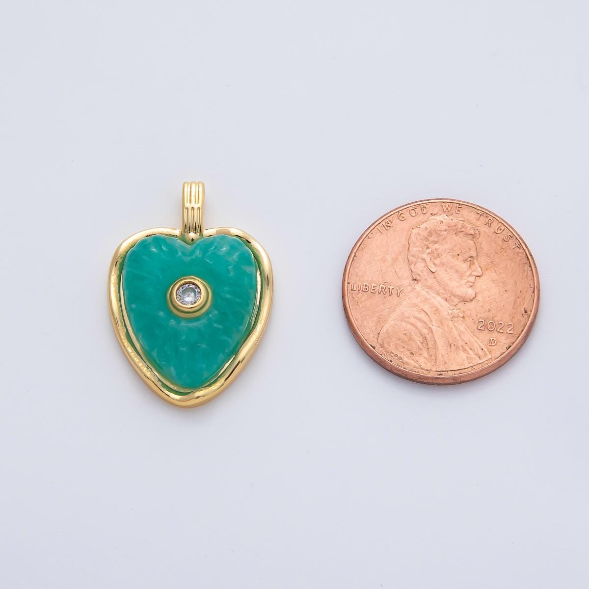 18K Gold Filled 22.6mm Amazon, Amethyst, Lapis Gemstone Sunburst Heart Jewelry Pendant Supply Lovely Gemstone DIY Necklace Bracelet | AF1161