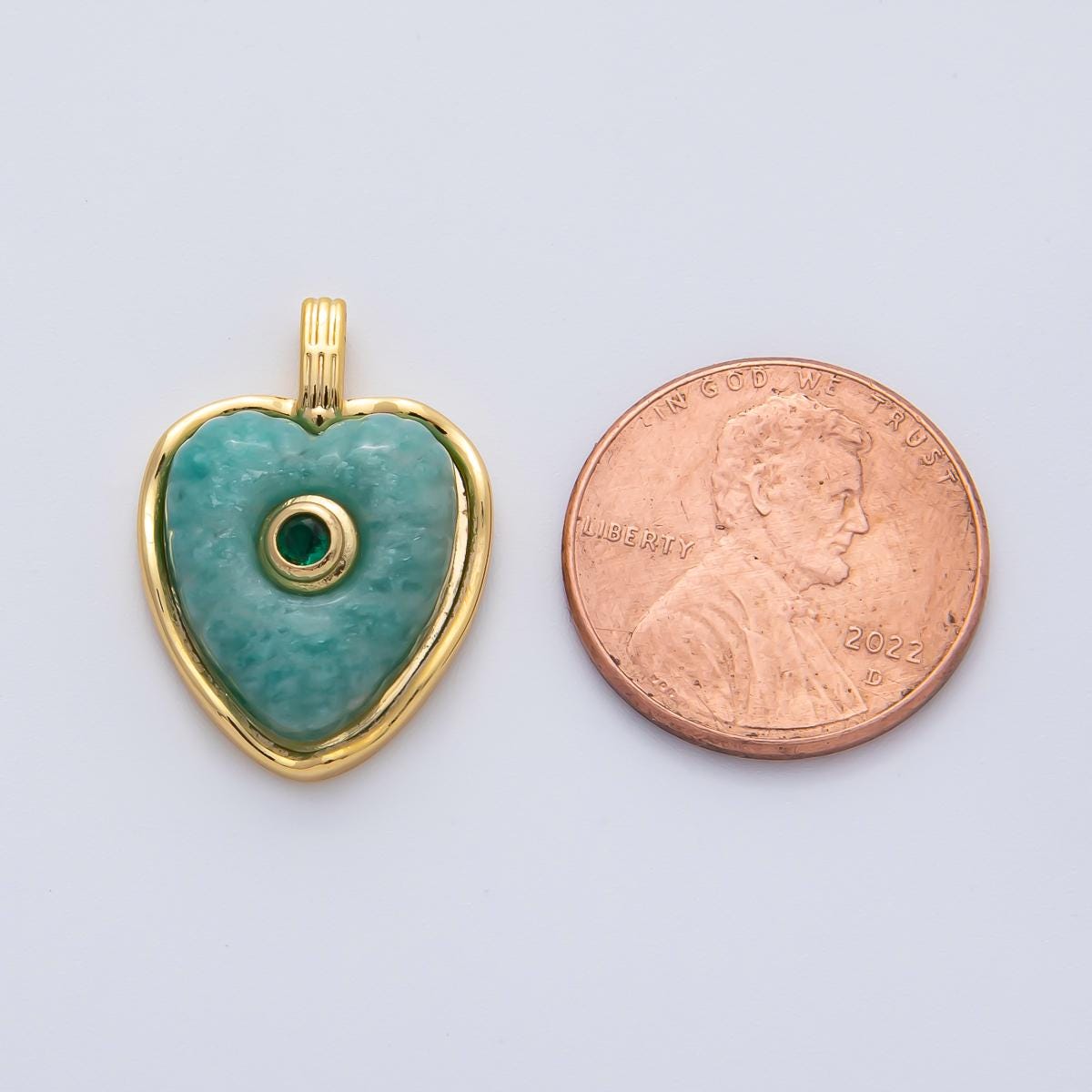 18K Gold Filled 22.6mm Amazon, Amethyst, Lapis Gemstone Sunburst Heart Jewelry Pendant Supply Lovely Gemstone DIY Necklace Bracelet | AF1161