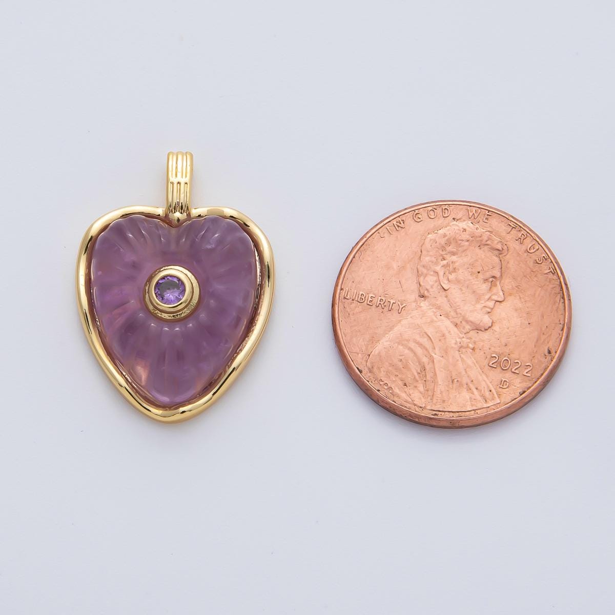 18K Gold Filled 22.6mm Amazon, Amethyst, Lapis Gemstone Sunburst Heart Jewelry Pendant Supply Lovely Gemstone DIY Necklace Bracelet | AF1161