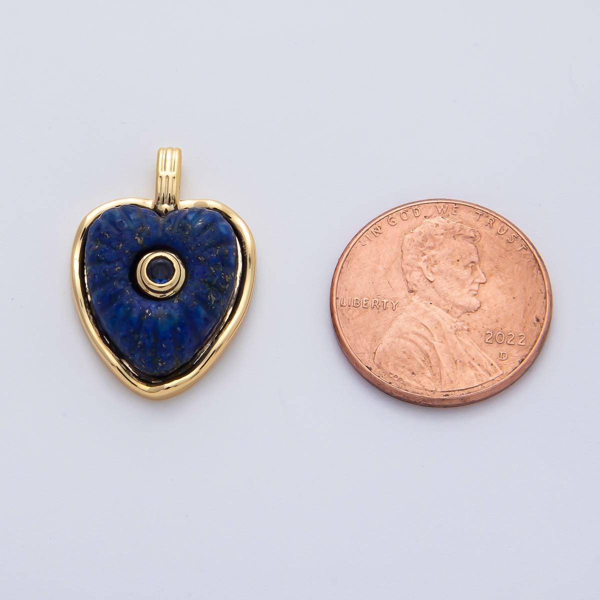 18K Gold Filled 22.6mm Amazon, Amethyst, Lapis Gemstone Sunburst Heart Jewelry Pendant Supply Lovely Gemstone DIY Necklace Bracelet | AF1161