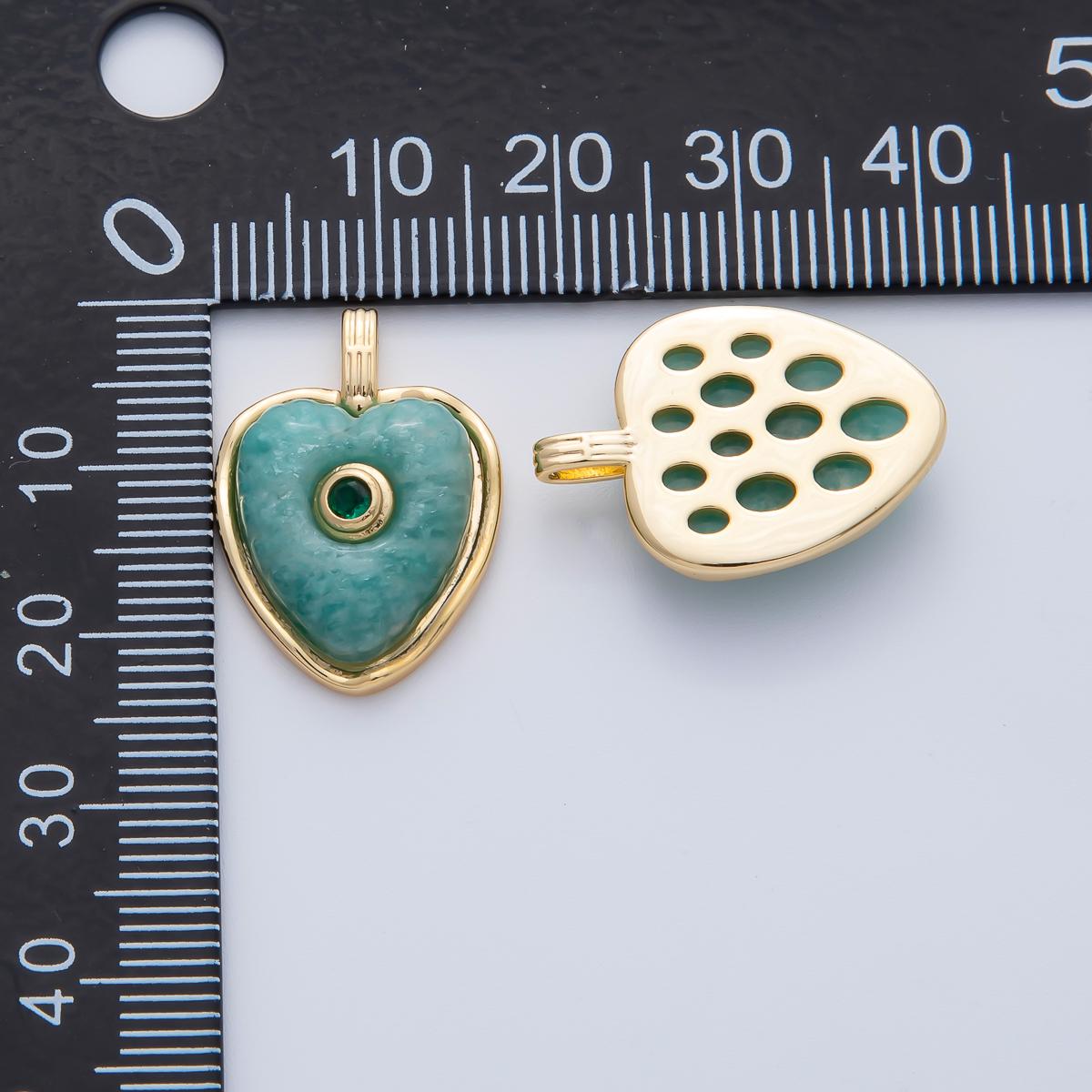 18K Gold Filled 22.6mm Amazon, Amethyst, Lapis Gemstone Sunburst Heart Jewelry Pendant Supply Lovely Gemstone DIY Necklace Bracelet | AF1161
