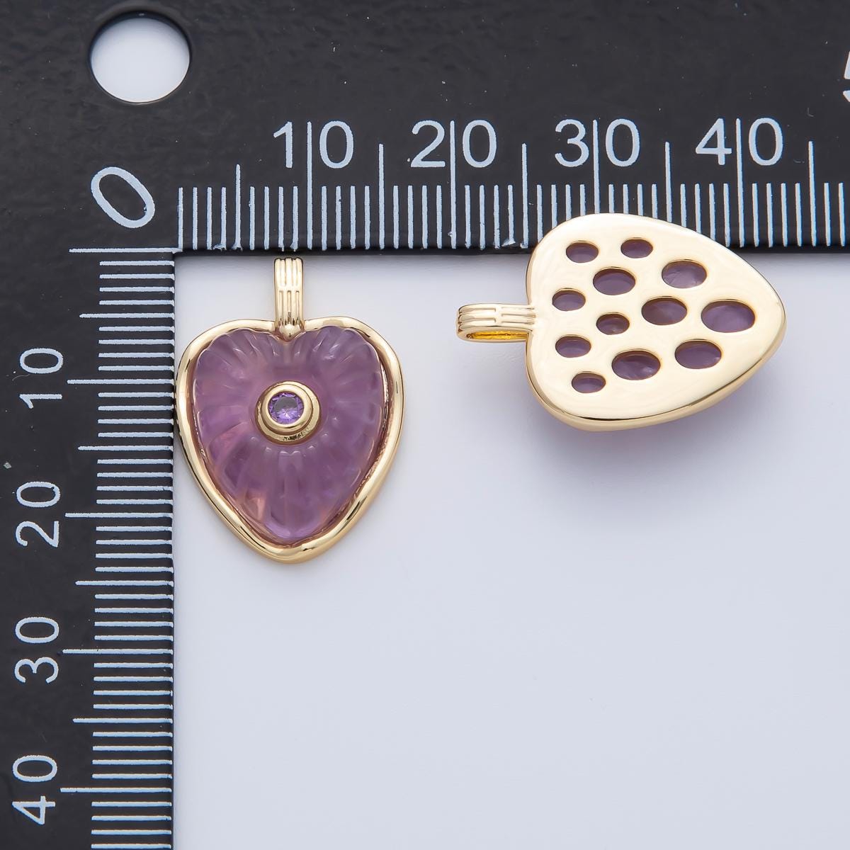 18K Gold Filled 22.6mm Amazon, Amethyst, Lapis Gemstone Sunburst Heart Jewelry Pendant Supply Lovely Gemstone DIY Necklace Bracelet | AF1161