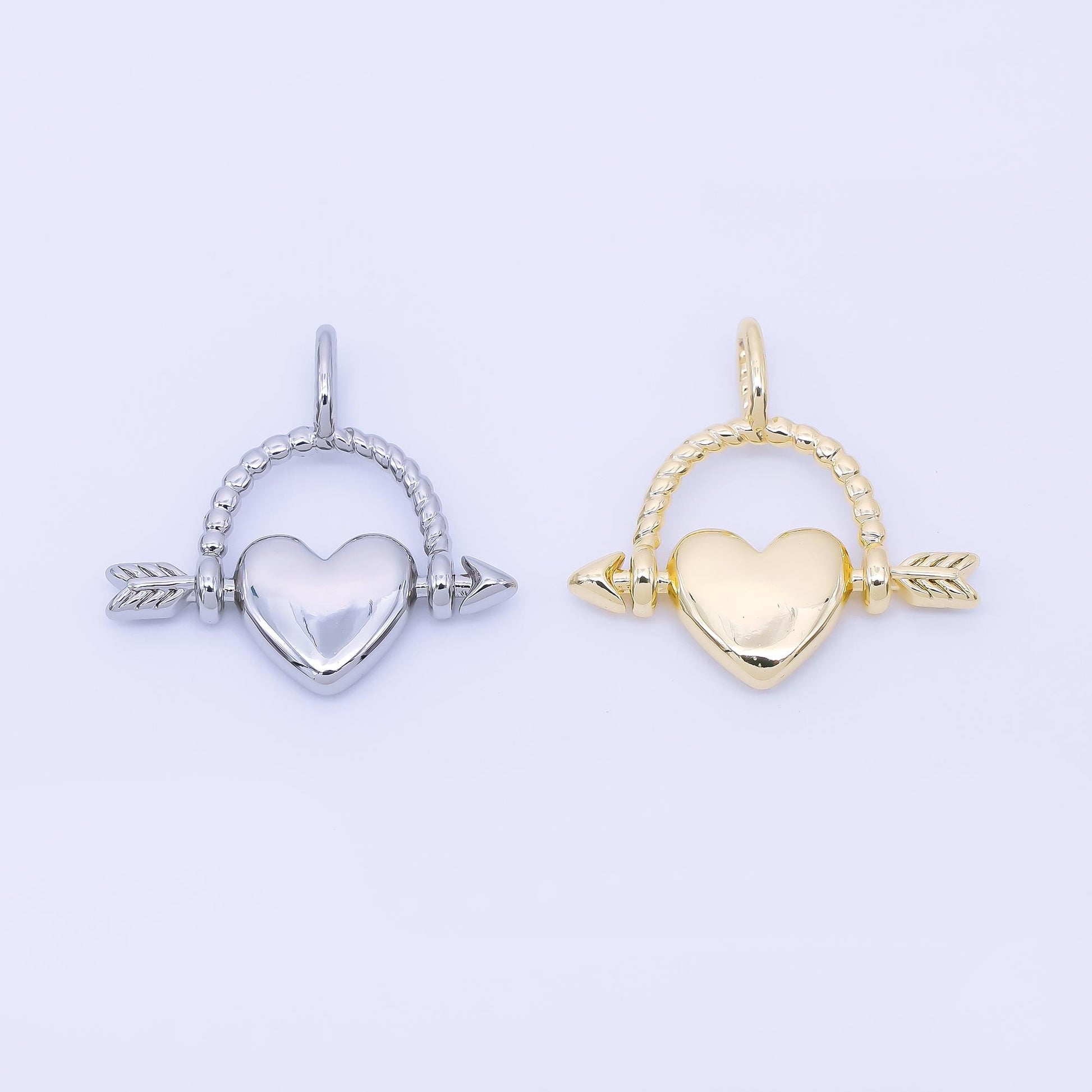 14K Gold Filled 19mm Cupid Heart Love's Arrow Pendant | AA1648
