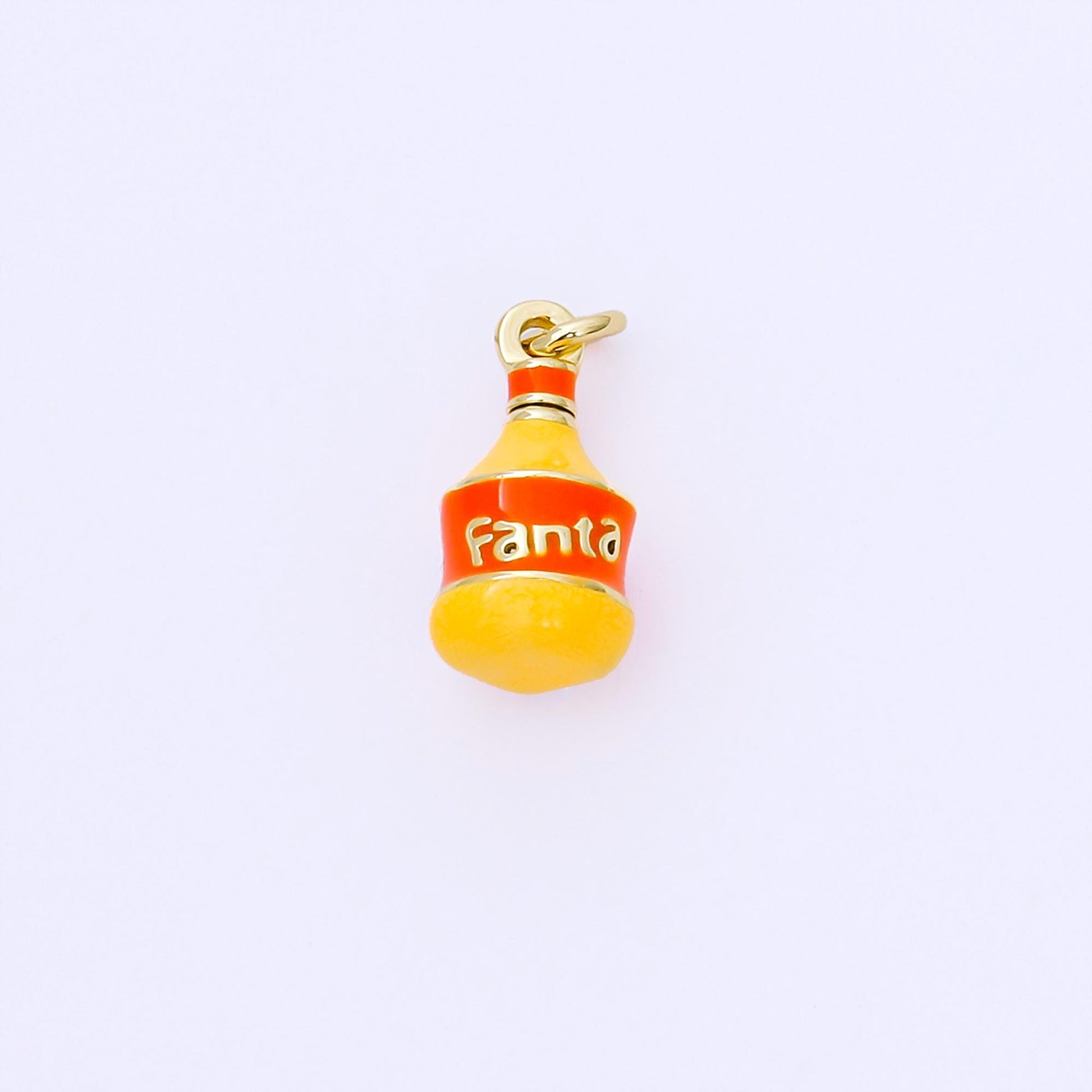 24K Gold Filled 13.5mm Enamel Orange Soda Soft Drink 3D Charm | AF1303