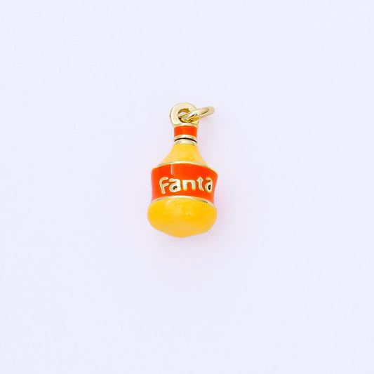 24K Gold Filled 13.5mm Enamel Orange Soda Soft Drink 3D Charm | AF1303