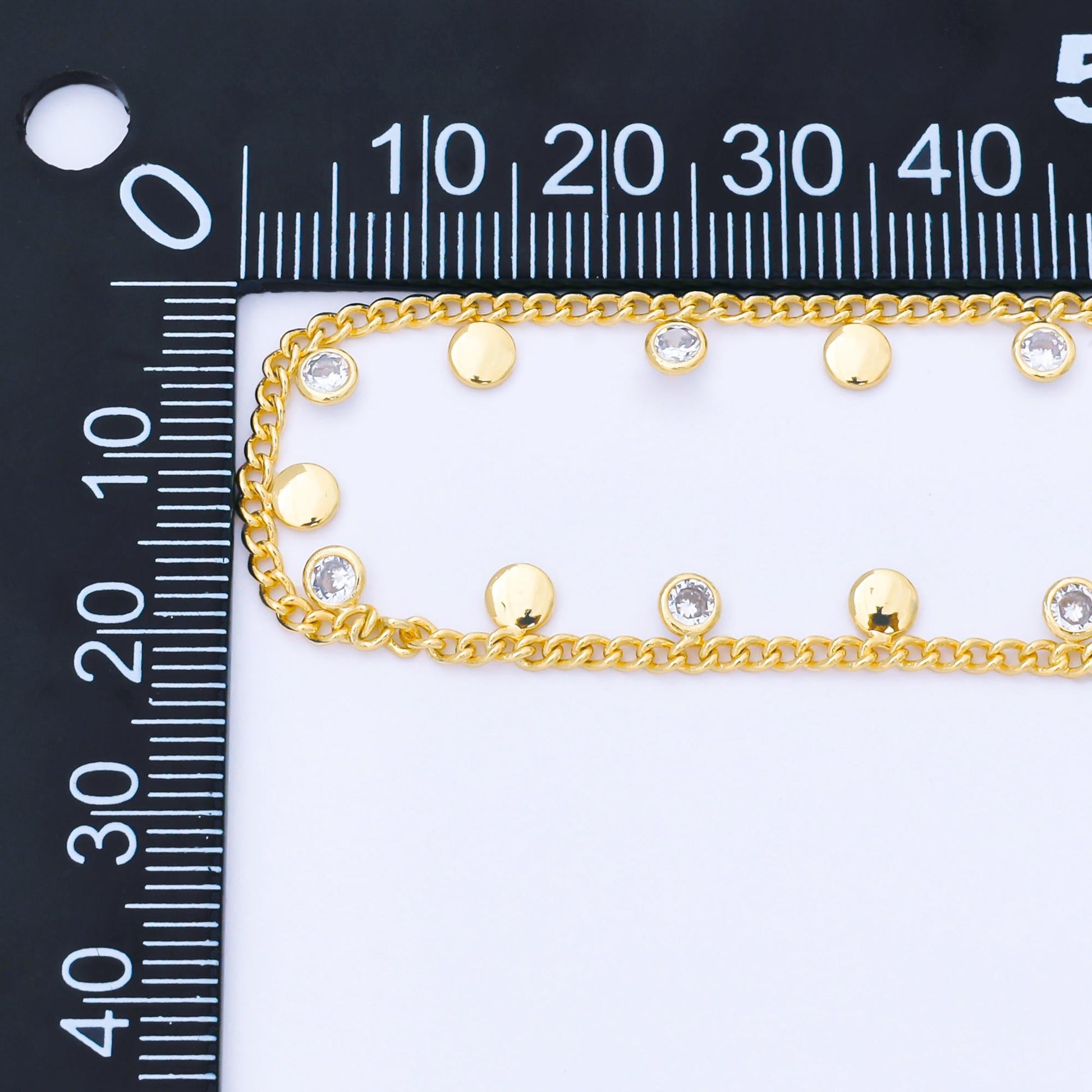 24K Gold Filled 1.9mm Cable Chain w. Round CZ Drop Unfinished Chain by Yard | Roll-1682