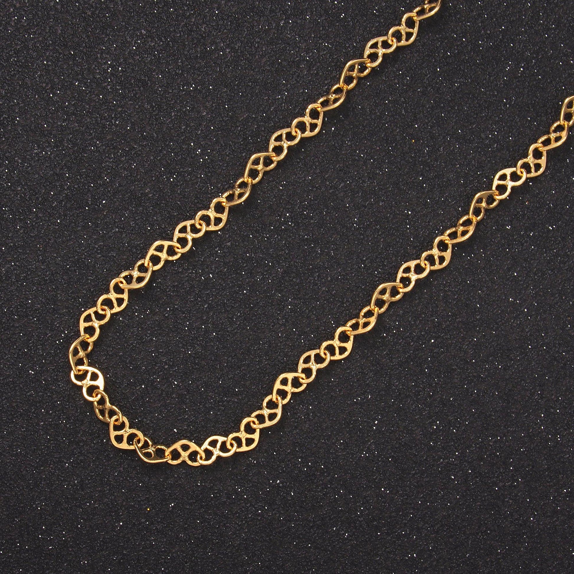 24K Gold Filled 4.2mm Upside Down Pretzel Bread Cable Unfinished Chain by Yard | ROLL-1685