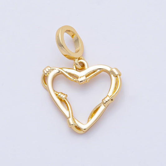18K Gold Filled 14.4mm Simple Love Wire Open Heart Charm DIY Jewelry Making Supply for Necklace Bracelet Bag Charm | AF1465