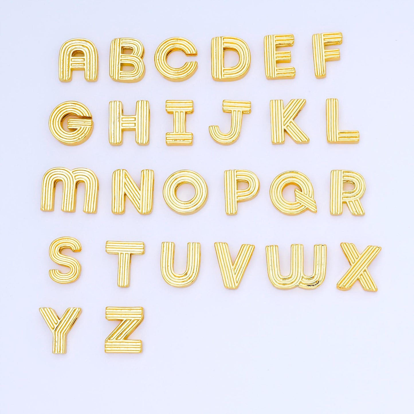 24K Gold Filled 15mm Initial Letter Alphabet Groovy Initial Spacer Bead | AF066 - AF078