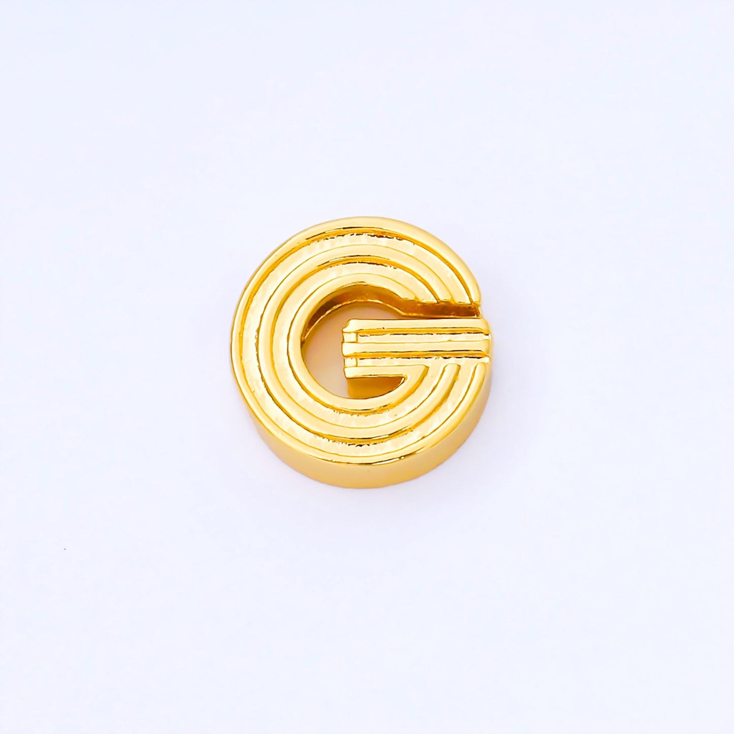24K Gold Filled 15mm Initial Letter Alphabet Groovy Initial Spacer Bead | AF066 - AF078