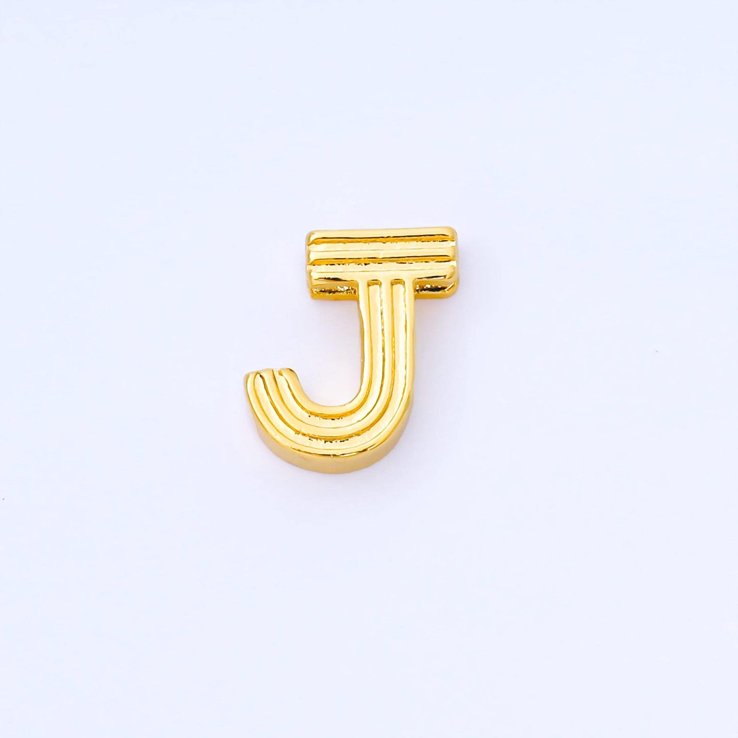 24K Gold Filled 15mm Initial Letter Alphabet Groovy Initial Spacer Bead | AF066 - AF078