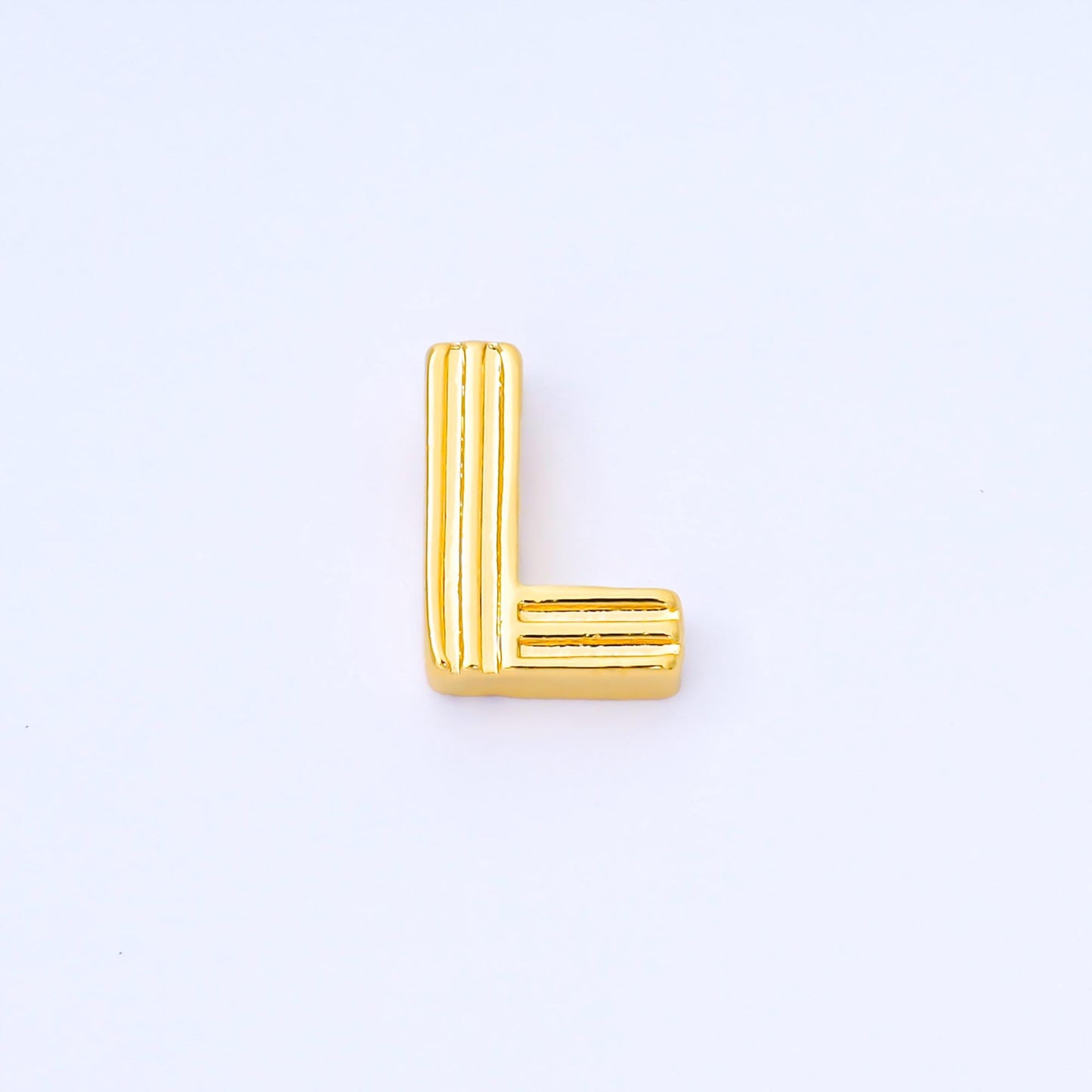 24K Gold Filled 15mm Initial Letter Alphabet Groovy Initial Spacer Bead | AF066 - AF078