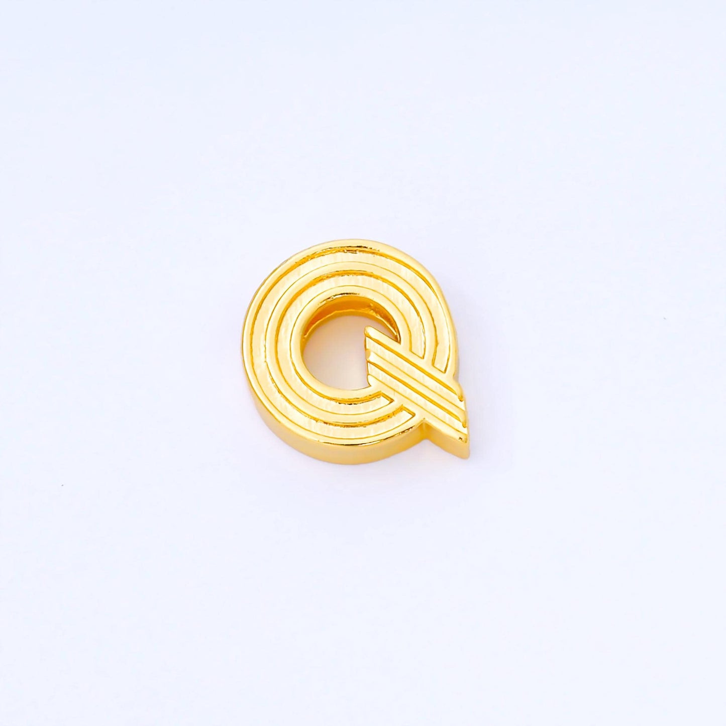 24K Gold Filled 15mm Initial Letter Alphabet Groovy Initial Spacer Bead | AF066 - AF078