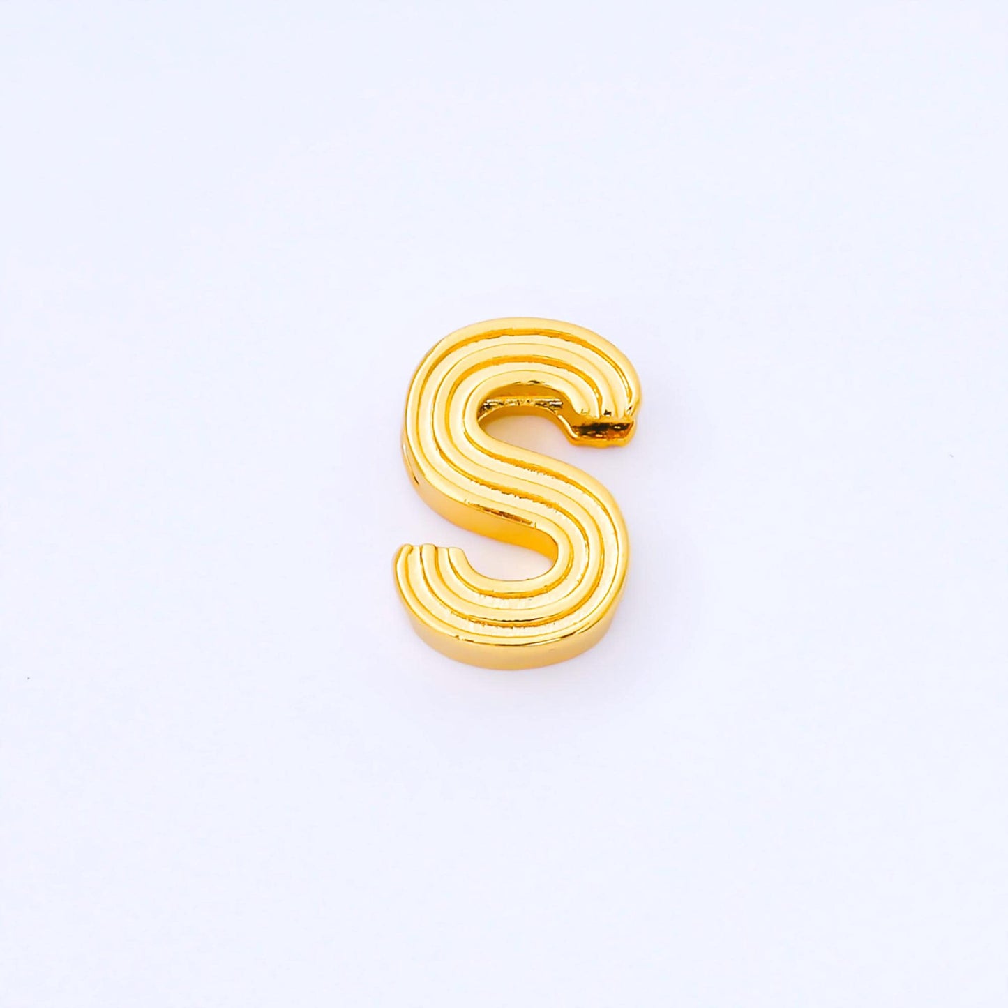 24K Gold Filled 15mm Initial Letter Alphabet Groovy Initial Spacer Bead | AF066 - AF078
