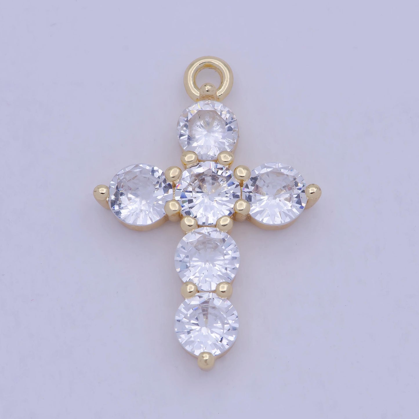 Dainty Cubic Cross Pendant, 14K Gold Filled Charm E-776