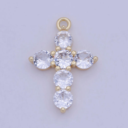 Dainty Cubic Cross Pendant, 14K Gold Filled Charm E-776