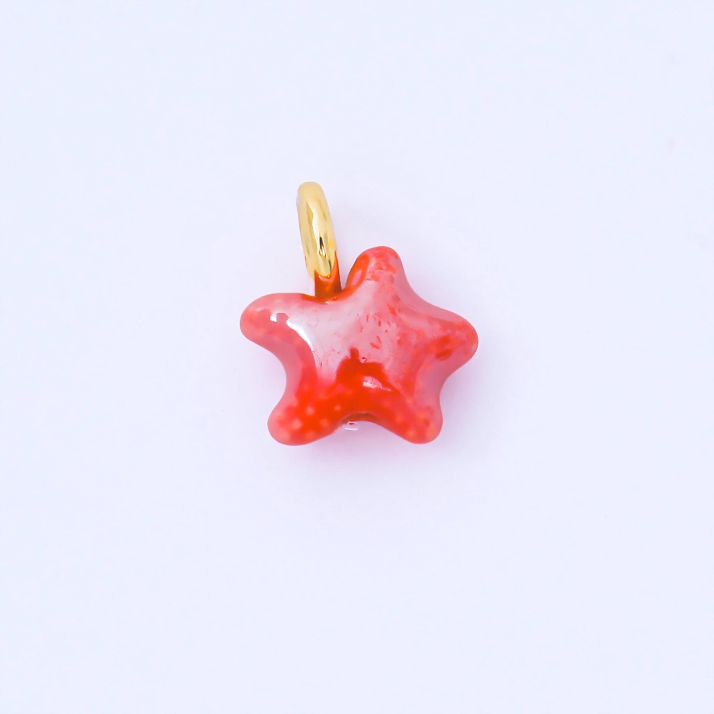 24K Gold Filled 15mm Handmade Ceramic Celestial Star Drop Charm | AF1532 - AF1539
