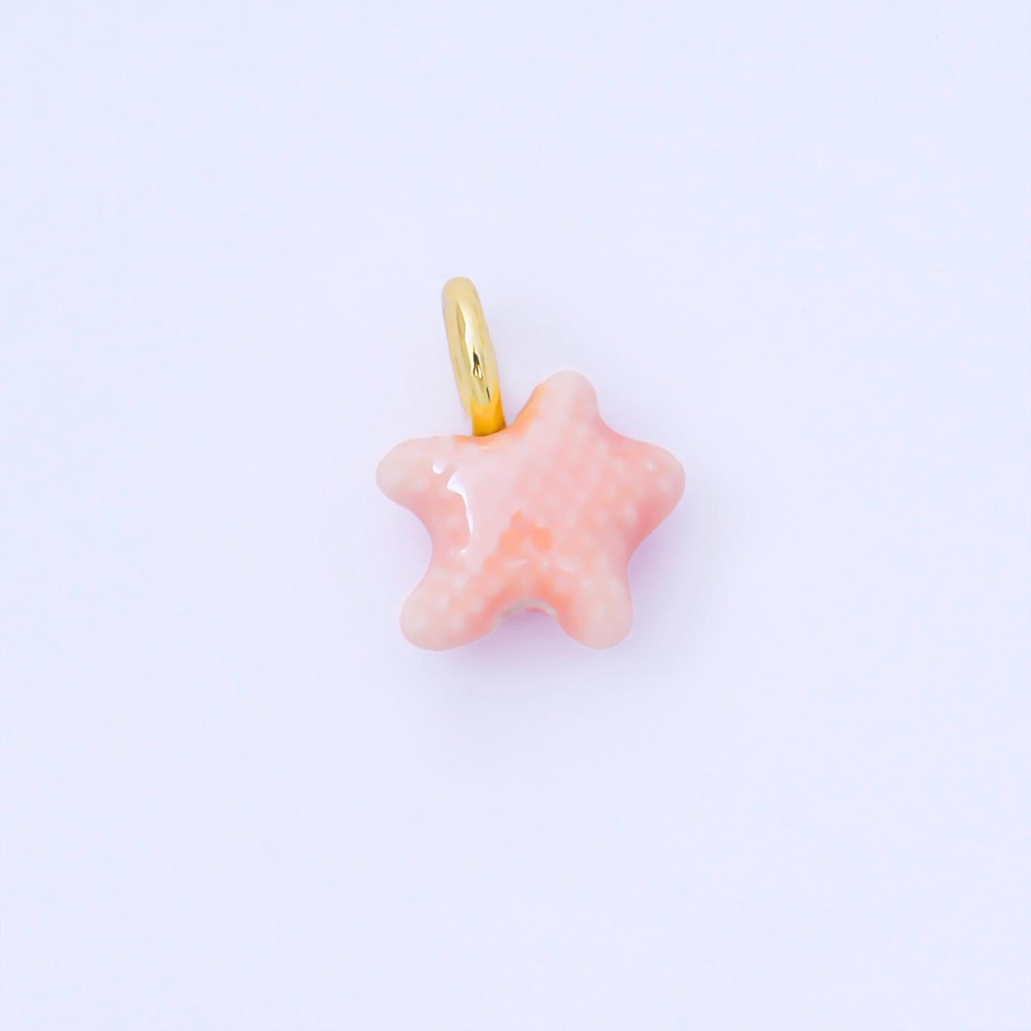 24K Gold Filled 15mm Handmade Ceramic Celestial Star Drop Charm | AF1532 - AF1539