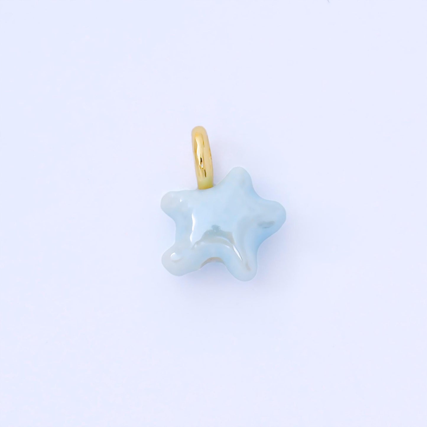 24K Gold Filled 15mm Handmade Ceramic Celestial Star Drop Charm | AF1532 - AF1539