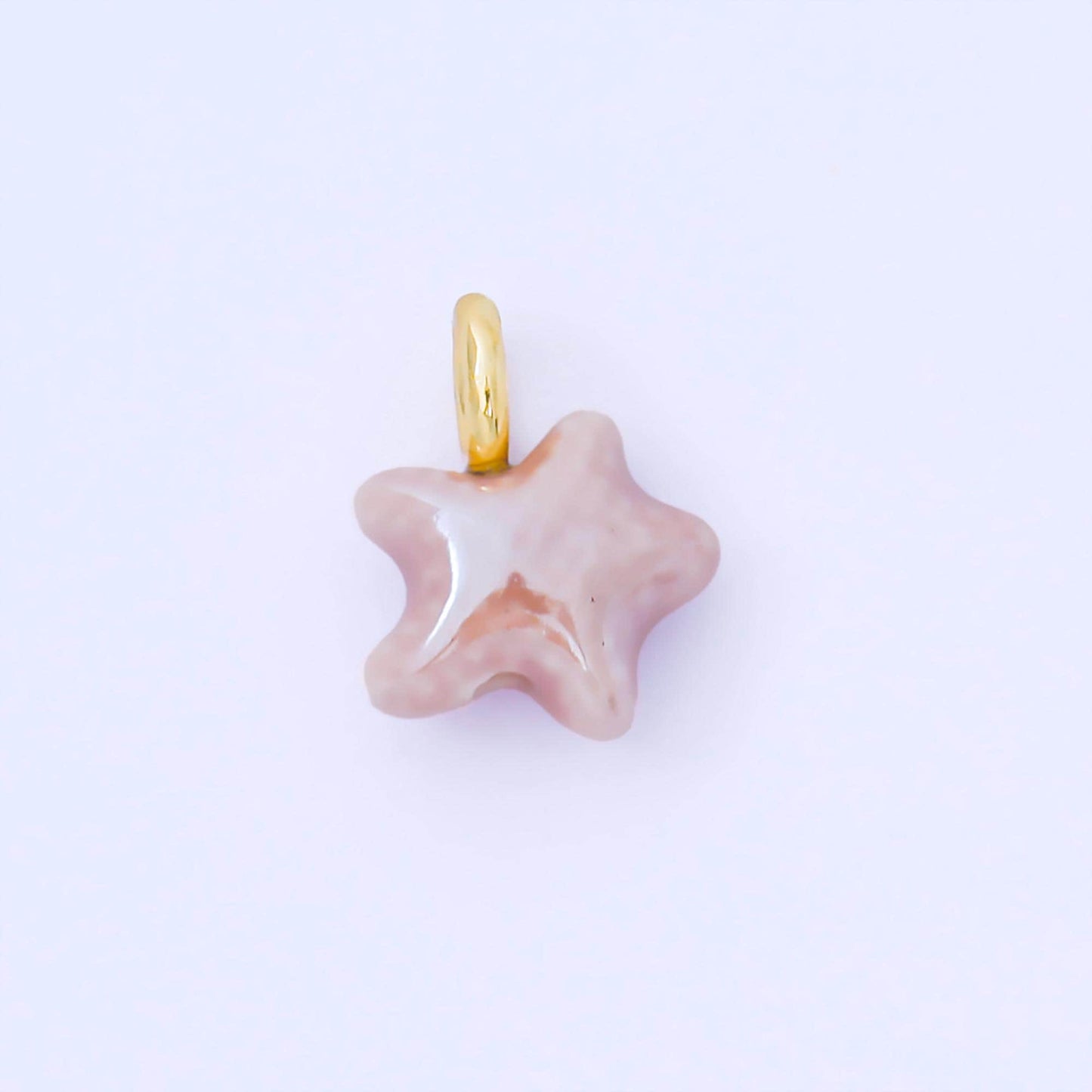 24K Gold Filled 15mm Handmade Ceramic Celestial Star Drop Charm | AF1532 - AF1539