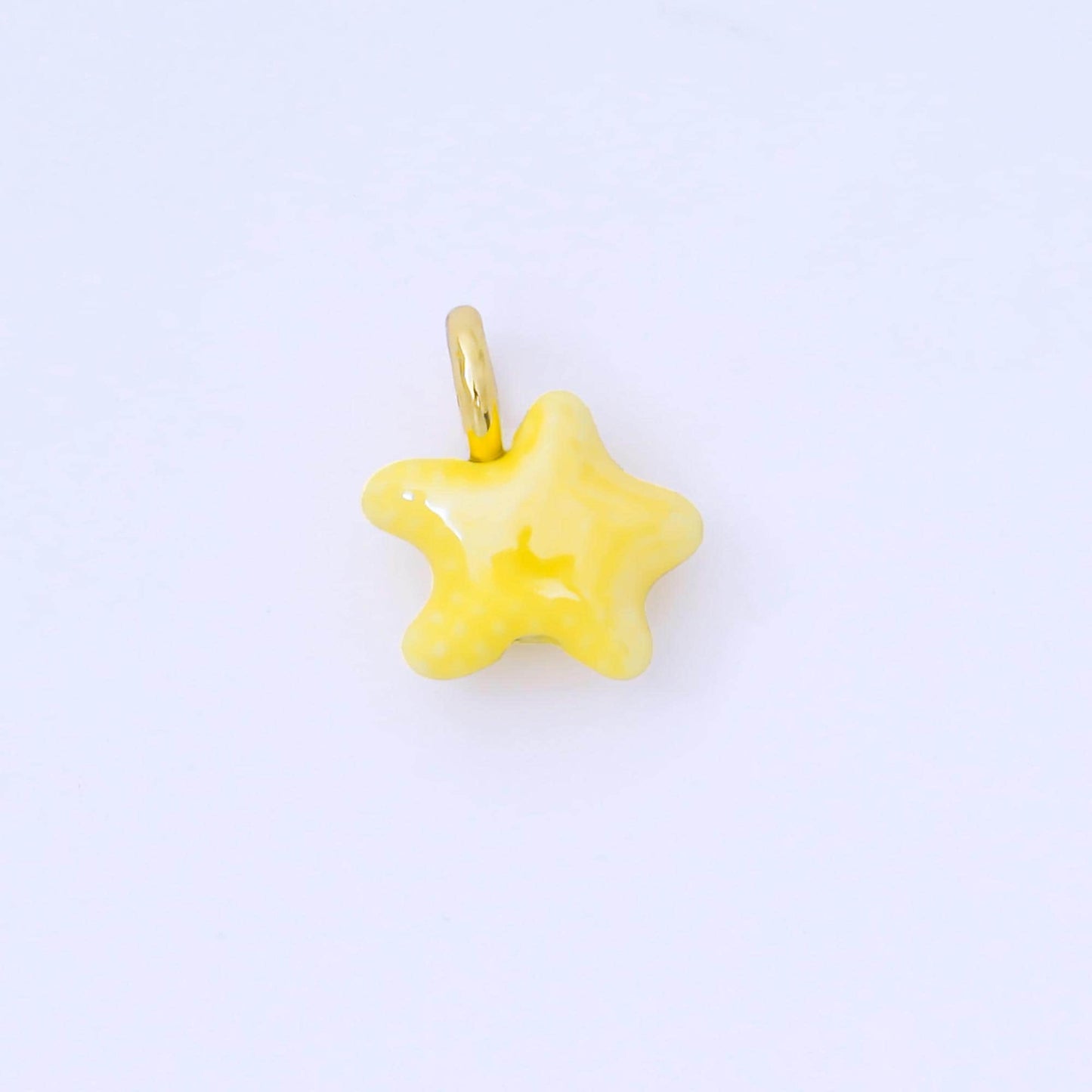 24K Gold Filled 15mm Handmade Ceramic Celestial Star Drop Charm | AF1532 - AF1539