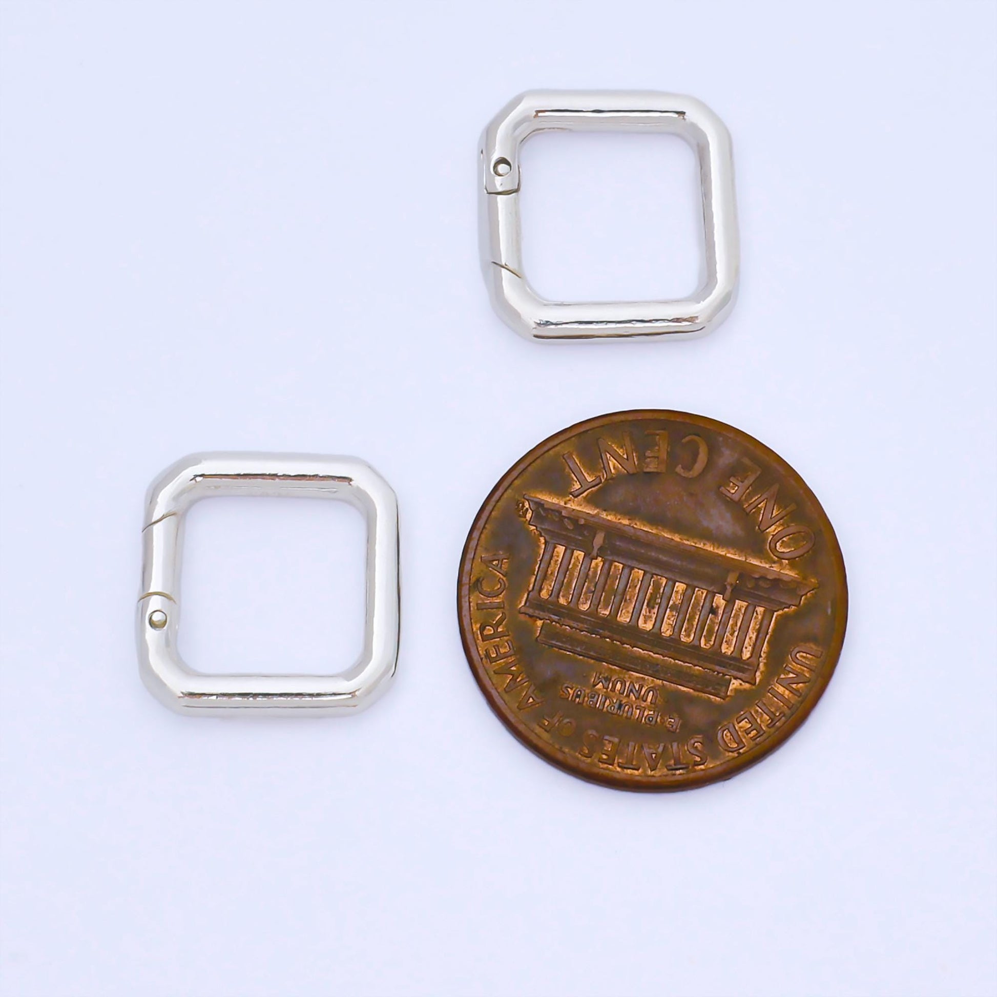 S925 Sterling Silver 13mm Square-Shaped Push Gate Clasp Closure Finding | SL-694