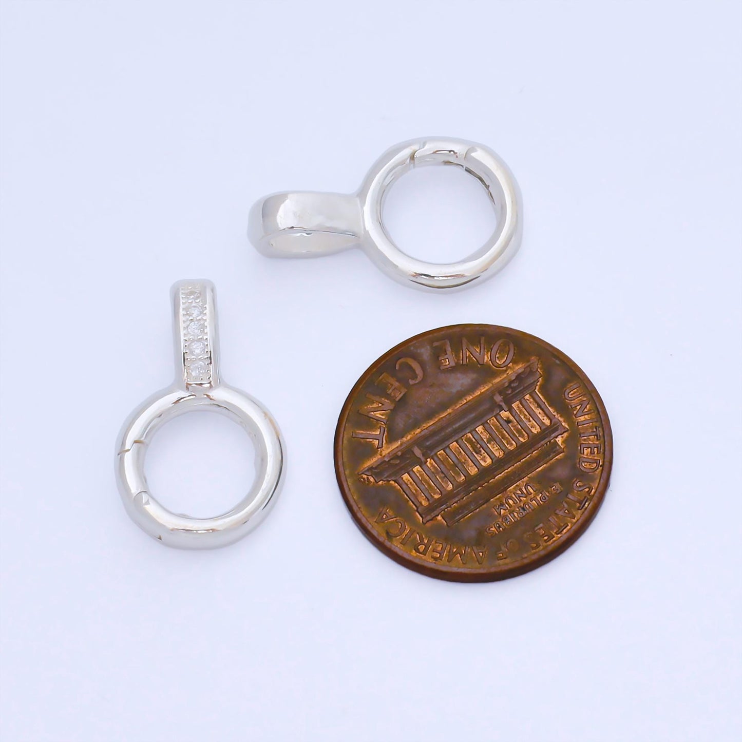S925 Sterling Silver 19mm Micro Paved CZ Round Push Gate Clasp Open Loop Closure Finding | SL-699