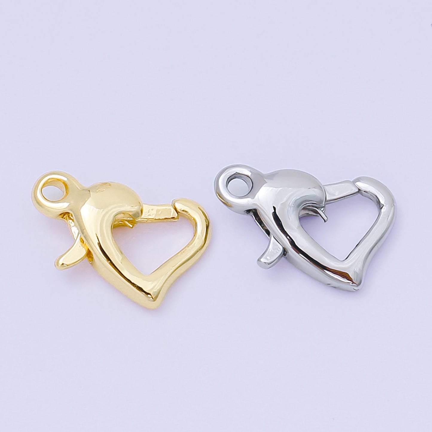 14K Gold Filled 13mm Heart-Shaped Lobster Clasp Closure Finding in Gold & Silver | Z1341