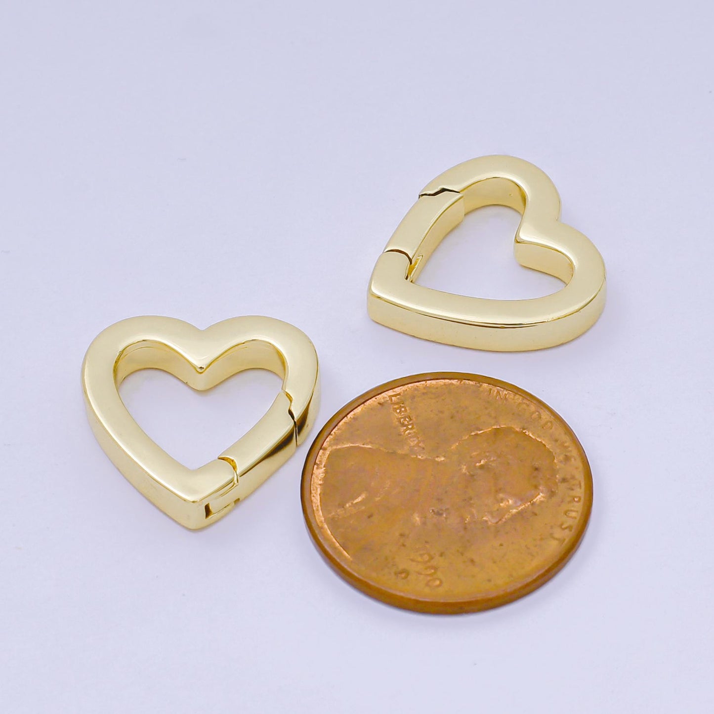14K Gold Filled 16mm Heart Push Gate Clasp Closure Finding in Gold & Silver | Z1336
