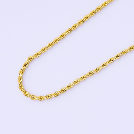 14K Gold Filled 3mm Rope Chain 18.5 Inch Necklace w. Extender | WA-1373