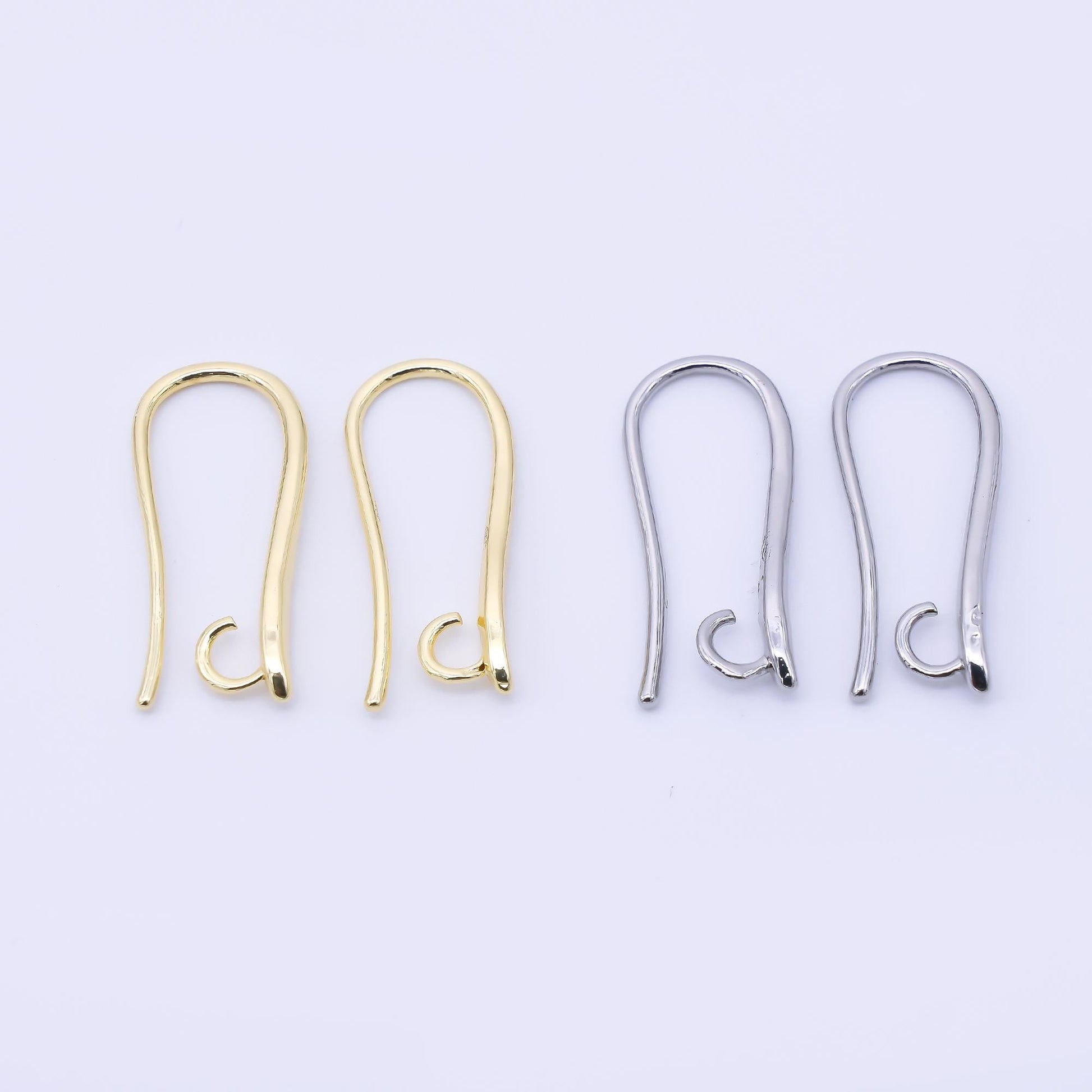 14K Gold Filled 19mm Minimalist Fish Hook Open Loop Earring Findings in Gold & Silver | Z1333 Z1334