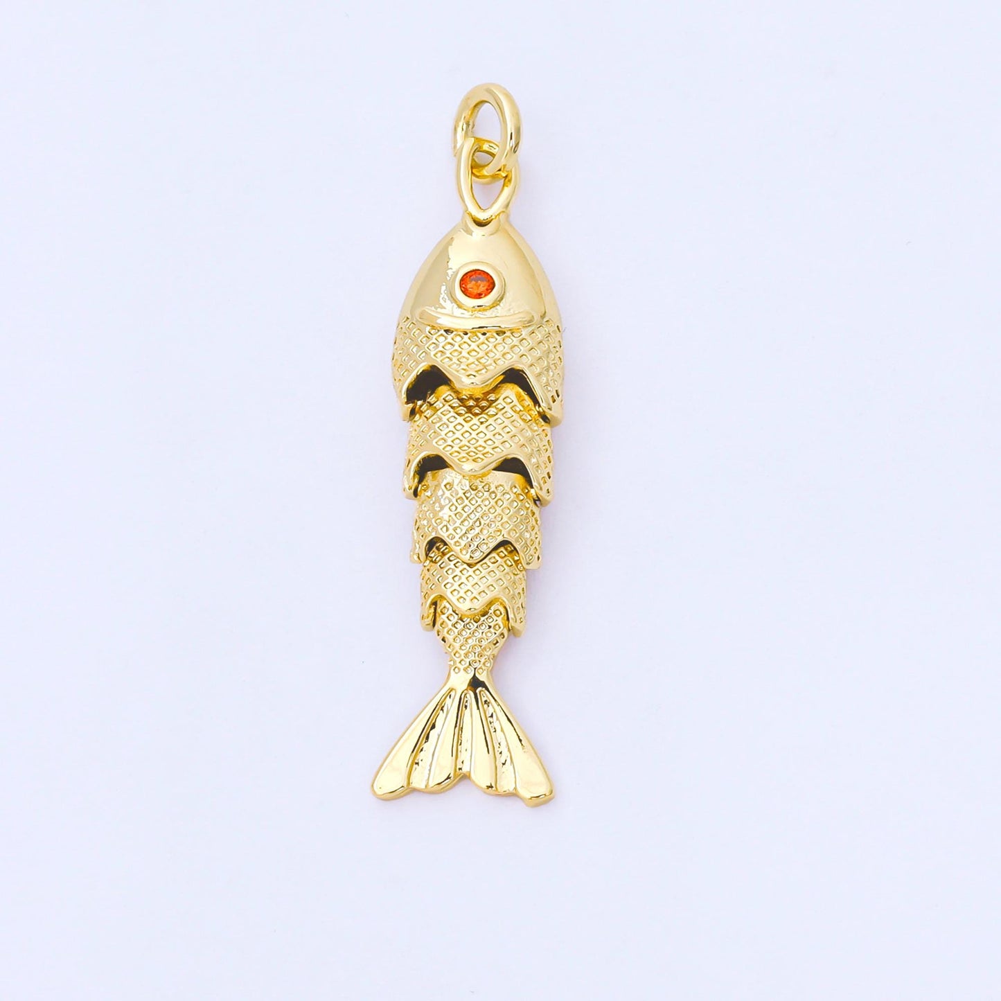 14K Gold Filled 9mm Orange Round CZ Under the Sea Fish Moveable Animals Charm | AF1525 AF1526