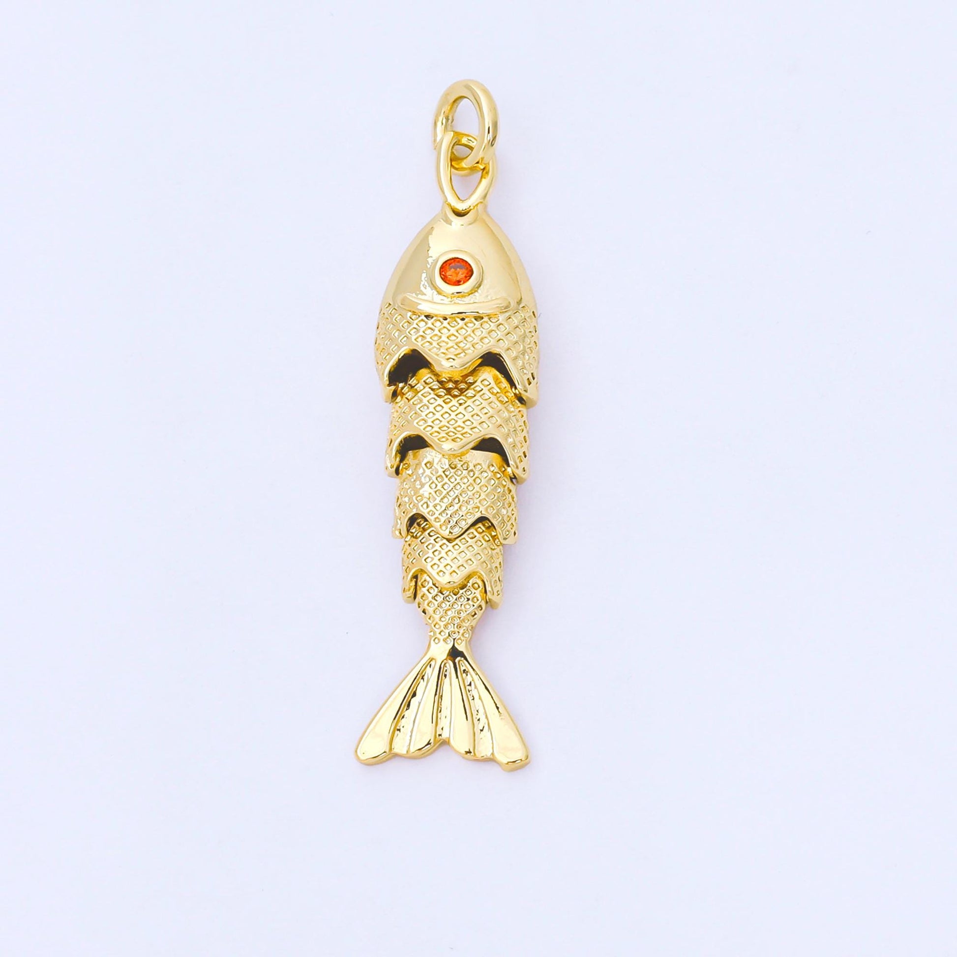 14K Gold Filled 9mm Orange Round CZ Under the Sea Fish Moveable Animals Charm | AF1525 AF1526