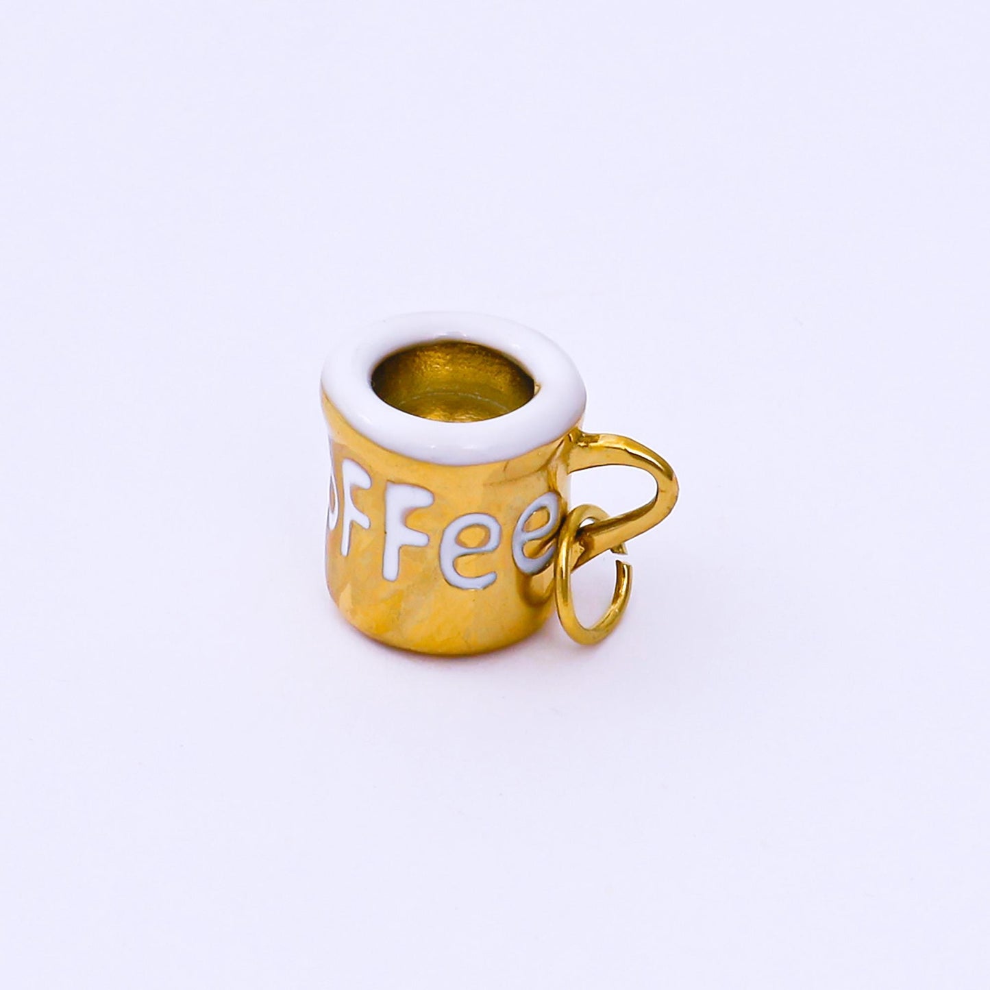 Stainless Steel 10mm Red, White Enamel Coffee Mug Cup 3D Multidimensional Charm | J571