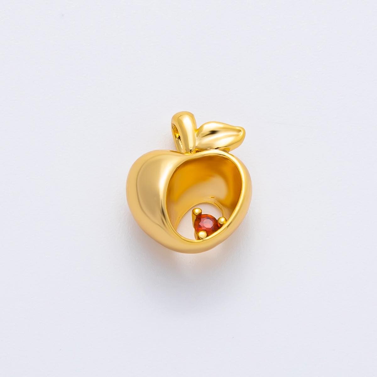 18K Gold Filled 12mm Red CZ Apple Fruit Charm in Gold & Silver | AF1361