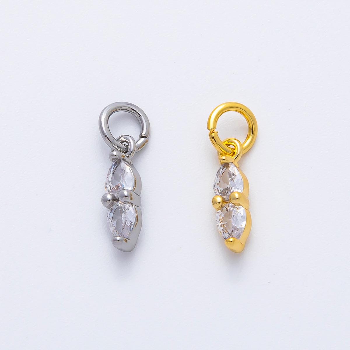 18K Gold Filled 15mm Inverted Clear Teardrop CZ Dainty Charm in Gold & Silver | AF1363