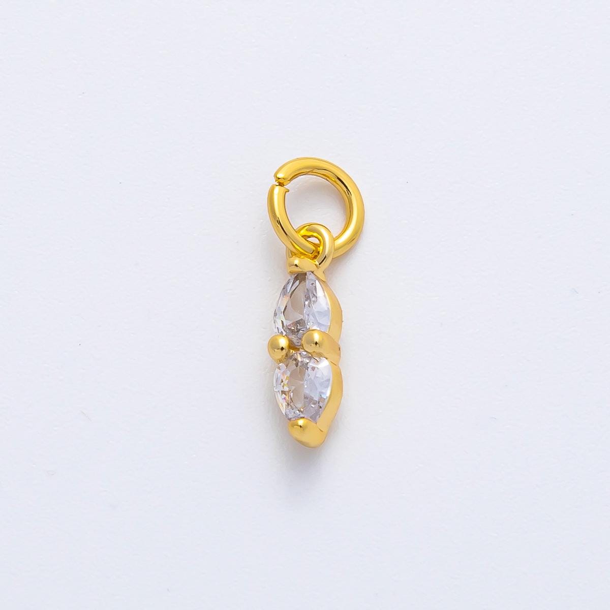 18K Gold Filled 15mm Inverted Clear Teardrop CZ Dainty Charm in Gold & Silver | AF1363