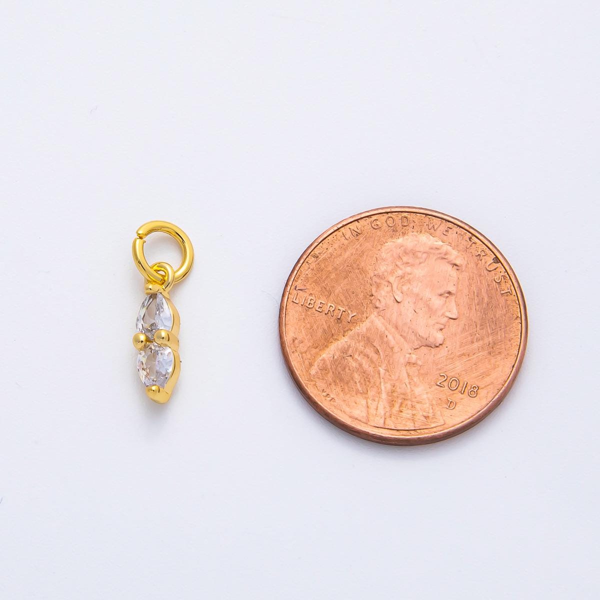18K Gold Filled 15mm Inverted Clear Teardrop CZ Dainty Charm in Gold & Silver | AF1363