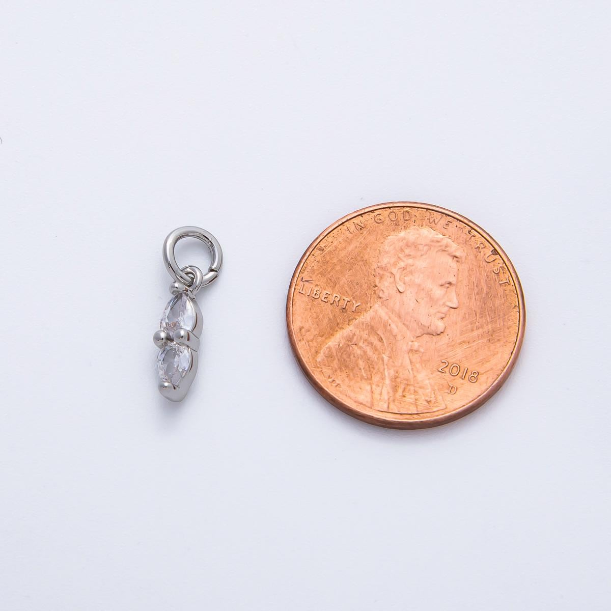 18K Gold Filled 15mm Inverted Clear Teardrop CZ Dainty Charm in Gold & Silver | AF1363