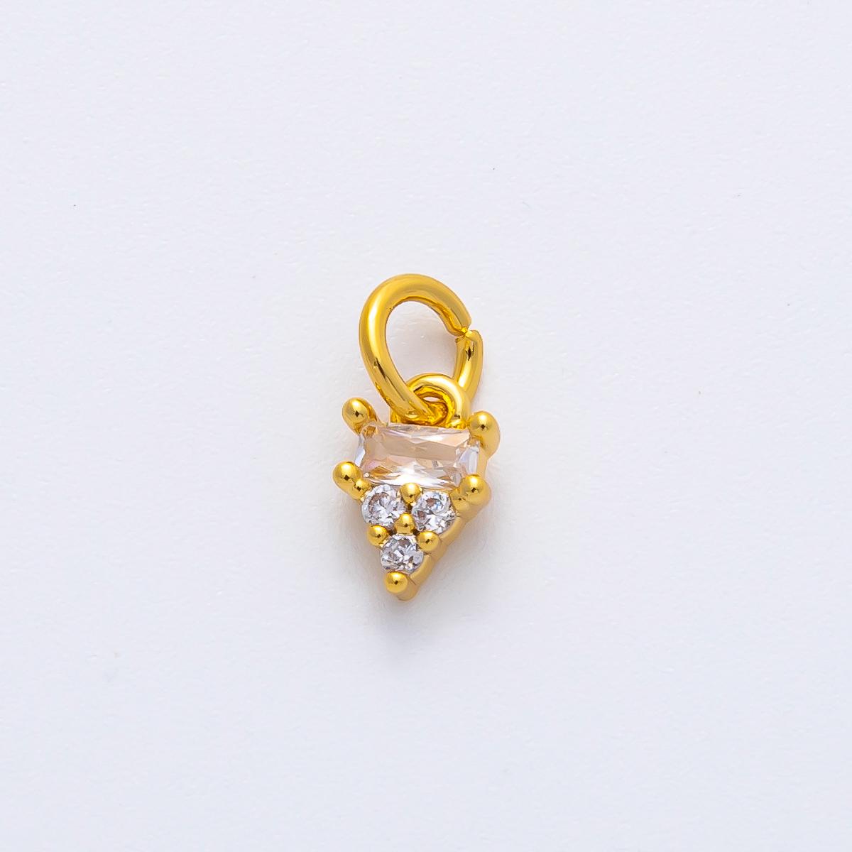 18K Gold Filled 10.5mm Baguette Cluster Diamond CZ Mini Charm in Gold & Silver | AF1364