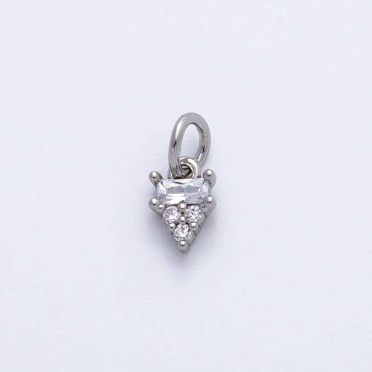 18K Gold Filled 10.5mm Baguette Cluster Diamond CZ Mini Charm in Gold & Silver | AF1364