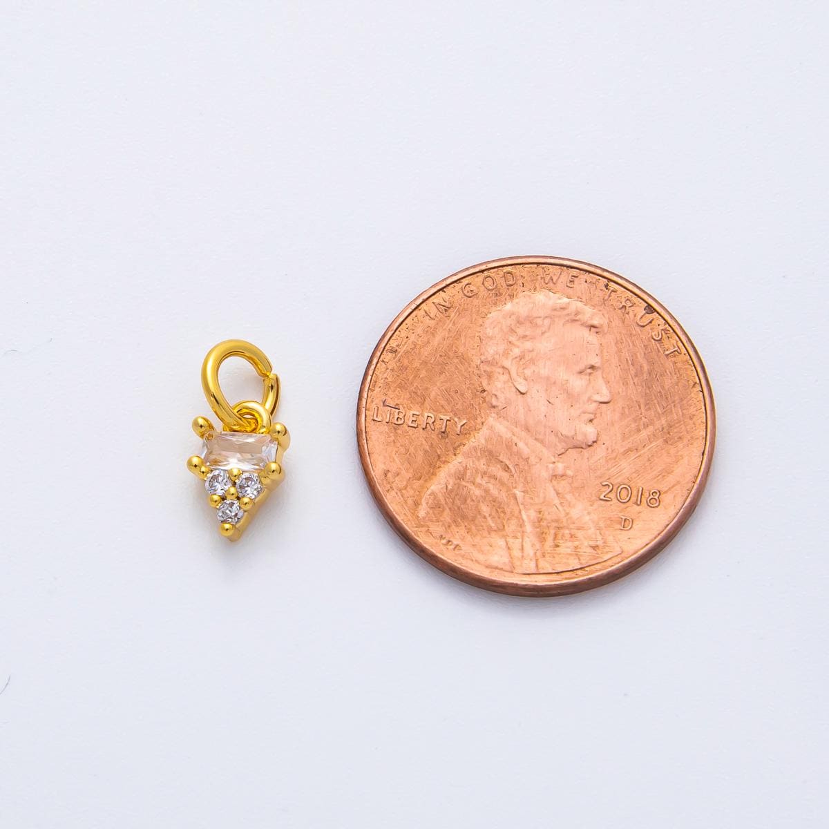 18K Gold Filled 10.5mm Baguette Cluster Diamond CZ Mini Charm in Gold & Silver | AF1364