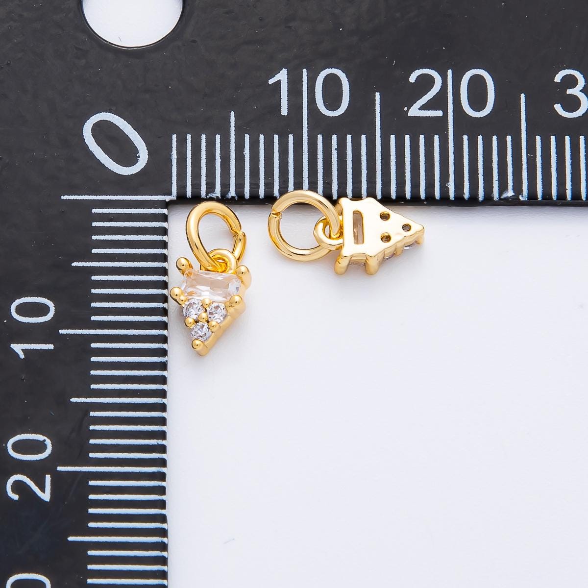 18K Gold Filled 10.5mm Baguette Cluster Diamond CZ Mini Charm in Gold & Silver | AF1364