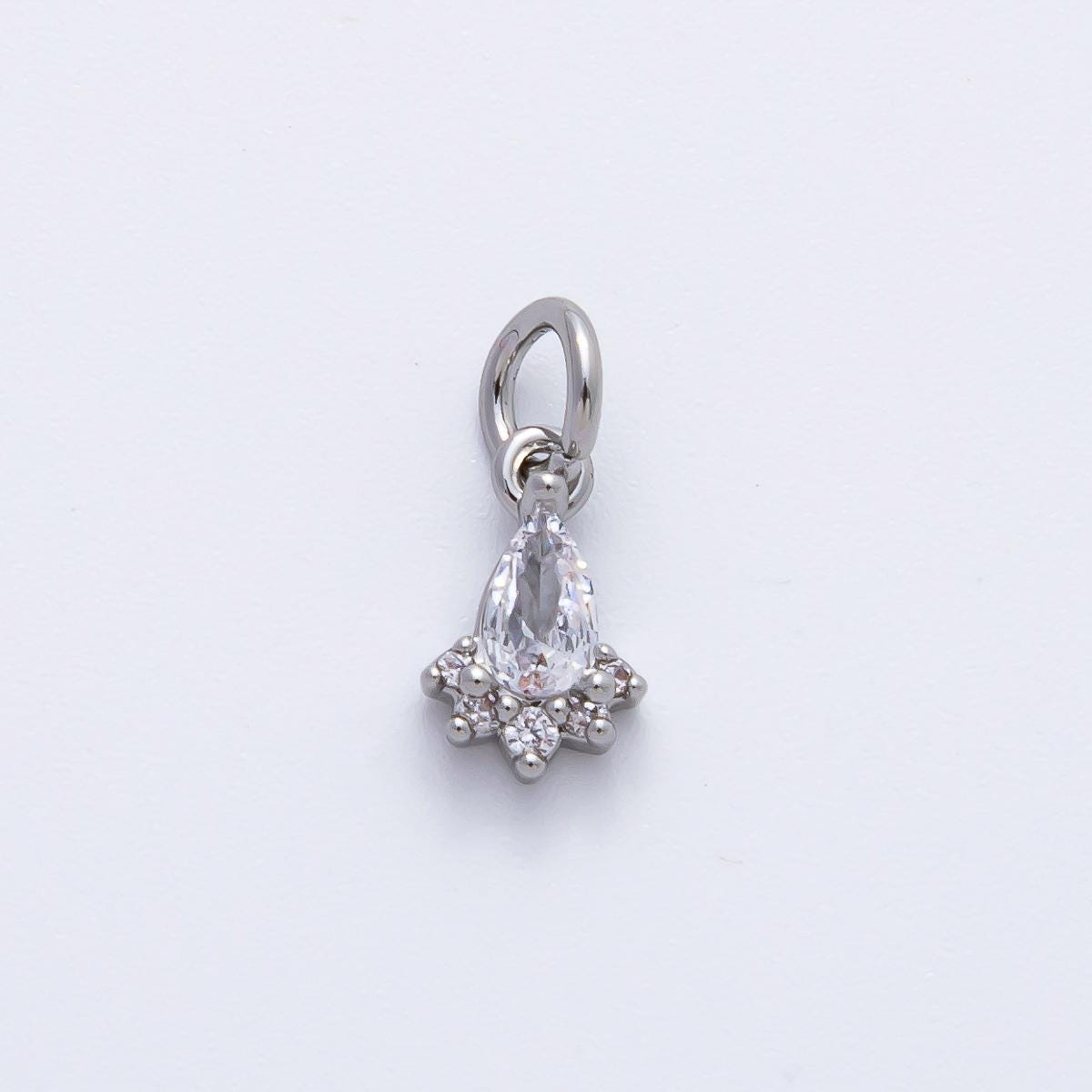 18K Gold Filled 13mm Teardrop Cluster Clear CZ Mini Charm in Gold & Silver | AF1365